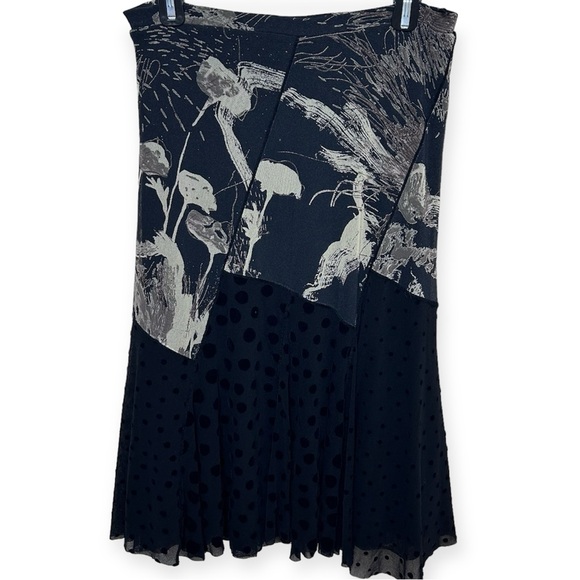 Fuzzy Midi Mesh Polka dot abstract black skirt - Picture 2 of 7